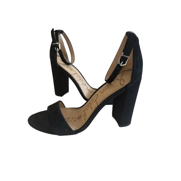 SAM EDELMAN Black Suede Ankle Strap Heels Size 7.5 - Picture 4 of 9